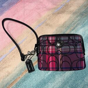 Lot of (2) Coach Poppy Signature Tartan Plaid Wristlet